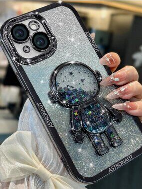 for Iphone 14 Case - Women Girls Cute Glitter with Camera Lens Protector